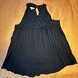 Maurices Black Sleeveless Blouse with Crochet Detail
